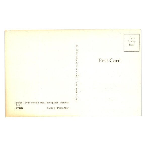 Vintage Postcard Sunset Over Florida Bay Everglades National Park Peter Allen - Picture 2 of 2